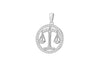Sterling Silver Rhodium Plated Zirconia  19.3mm x 26.5mm Libra Horoscop Round Pendant