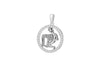 Sterling Silver Rhodium Plated Zirconia Aquarius Horoscope Round Pendant