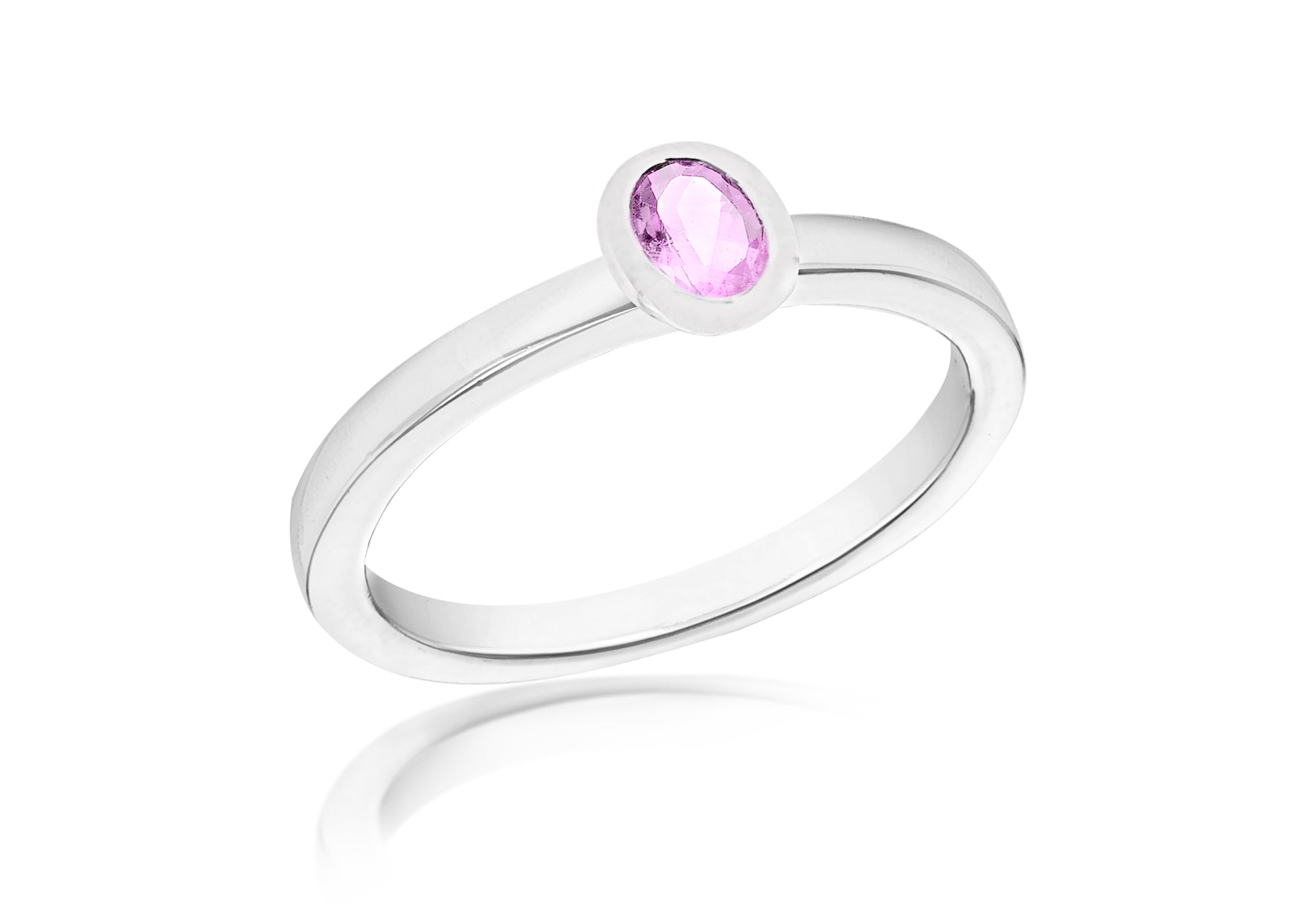 SILVER PINK Zirconia  OVAL S Ring