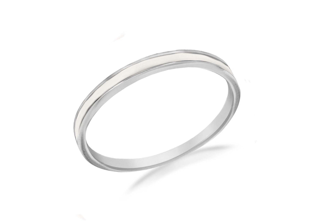 SILVER WHITE ENAMEL BAND S RG9