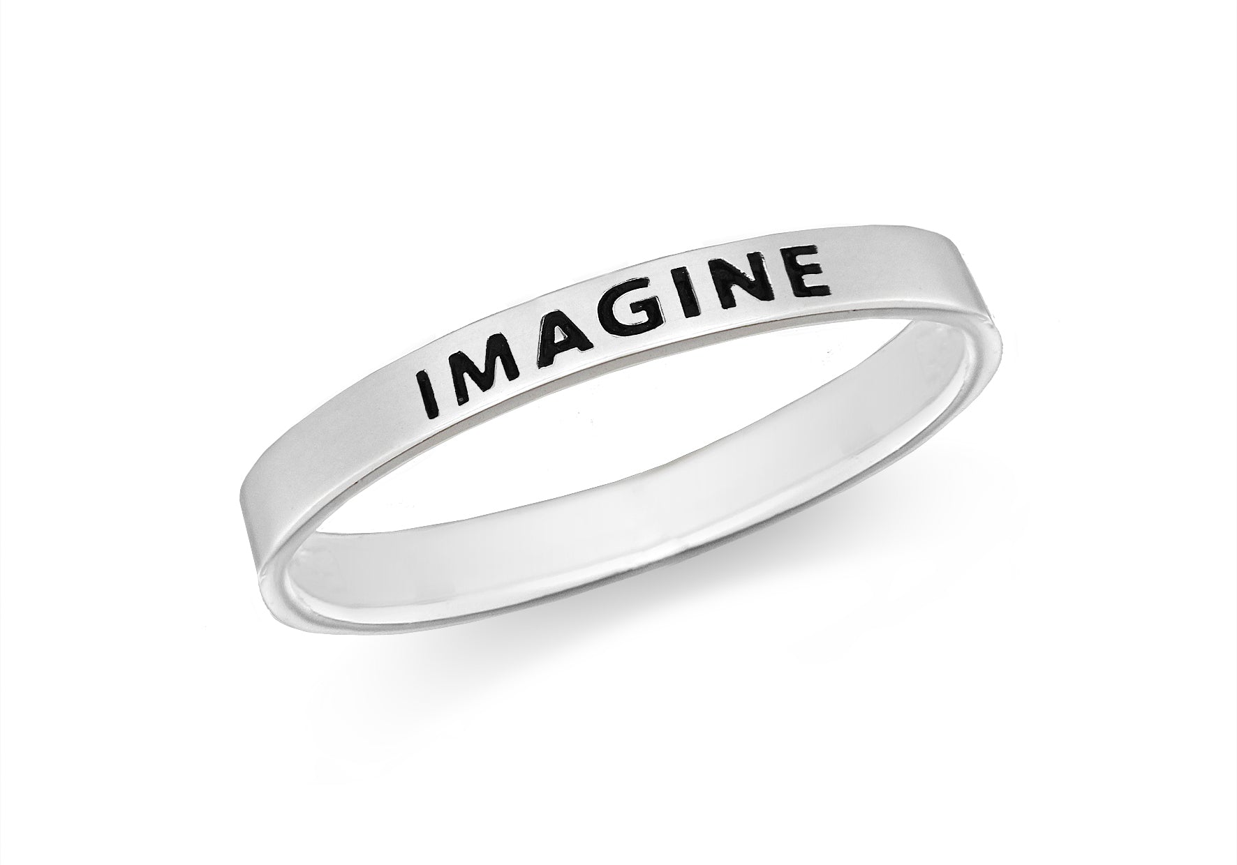 Sterling Silver 'Imagine' Message Band Ring