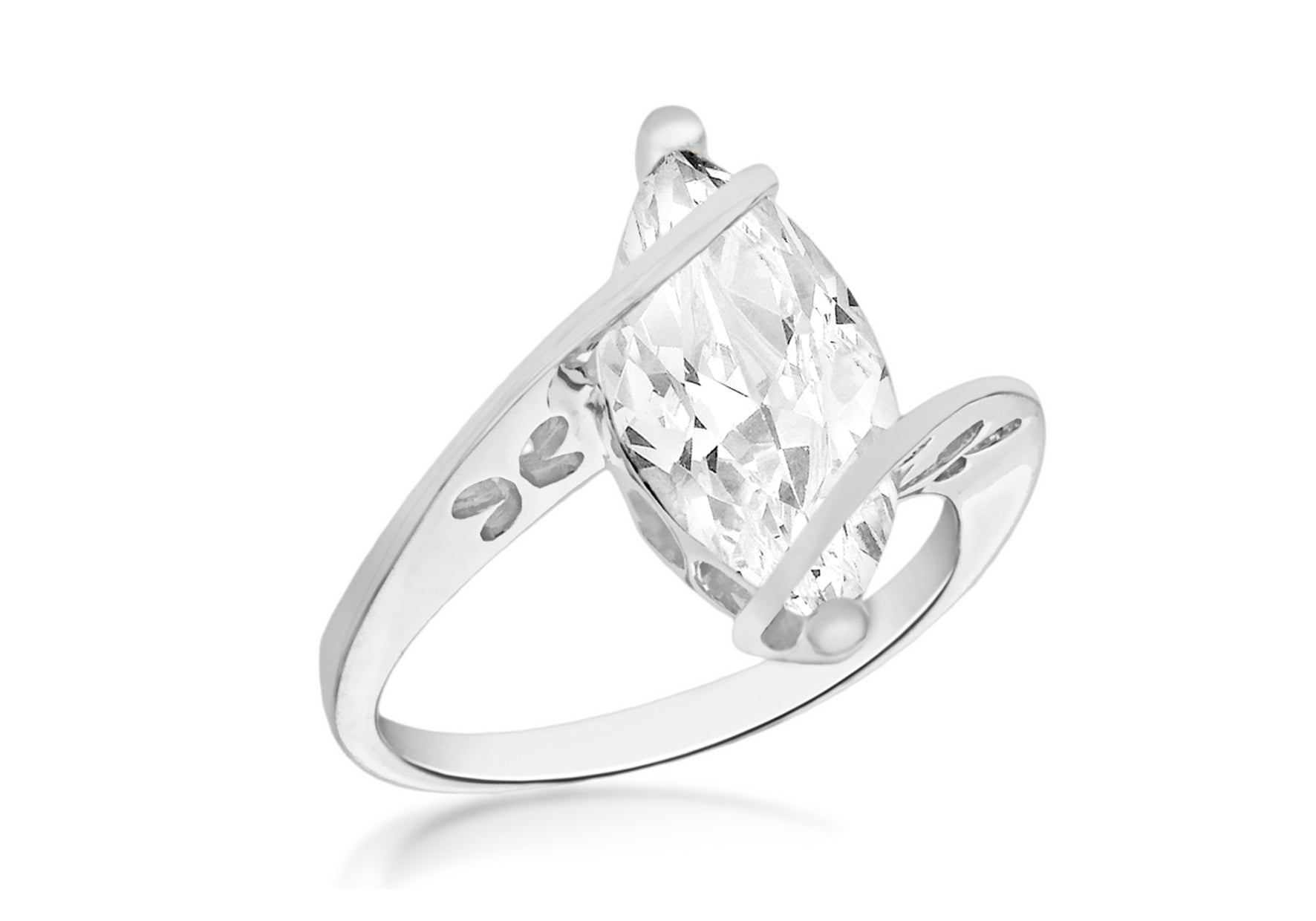 SILVER Zirconia  NAVETTE Ring