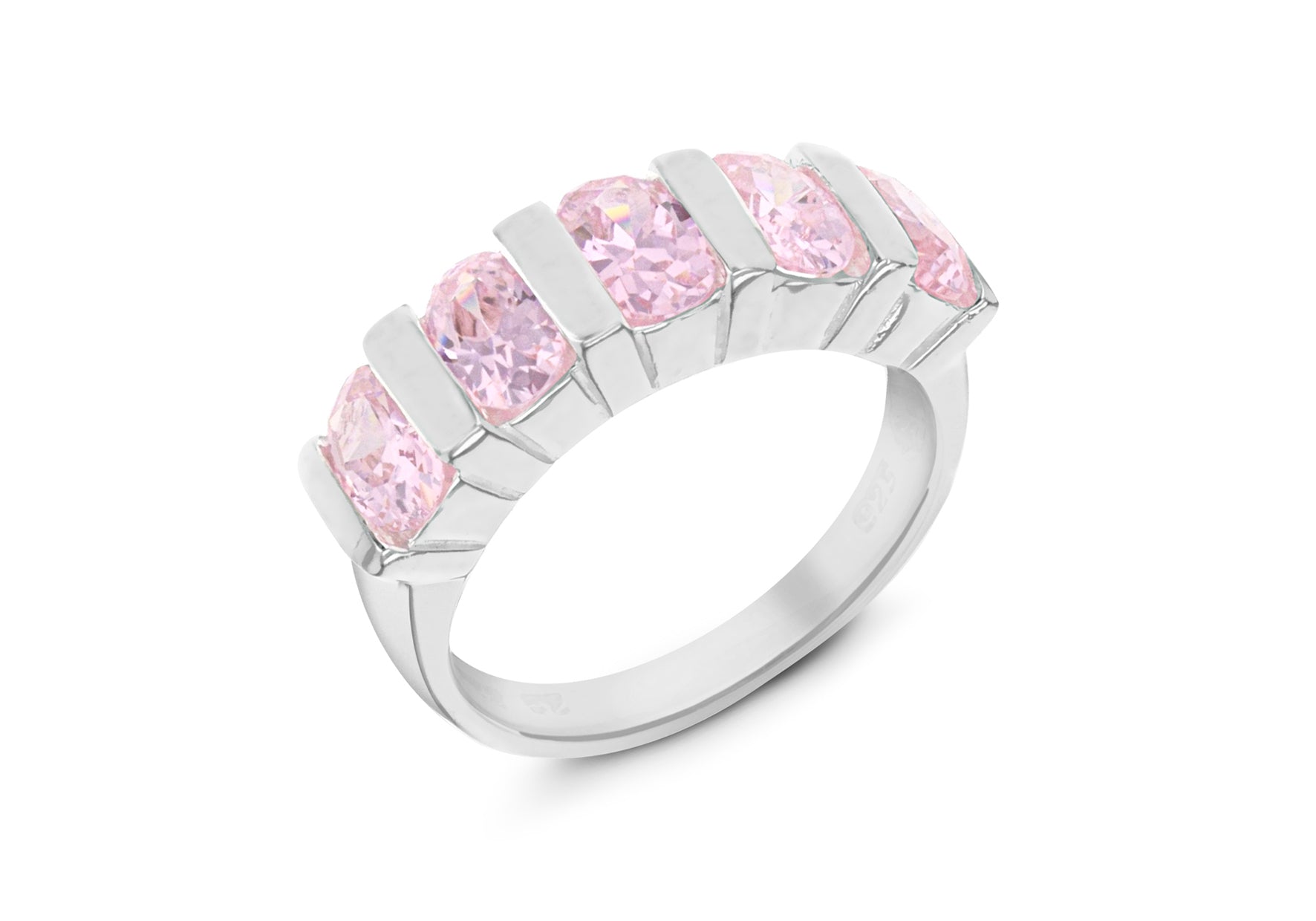 SILVER 5SQ PINK Zirconia  SET Ring