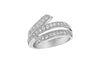 Sterling Silver Tri-Row Zirconia  Stone Set Crossover Ring