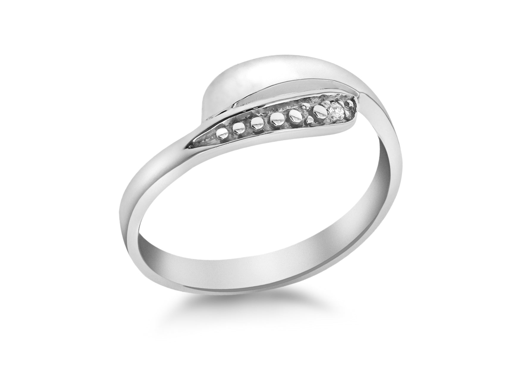 Sterling Silver Rhodium Diamond Half Pave Ring
