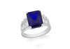 Sterling Silver Rhodium Plated Blue and White Zirconia  Graduated Ring
