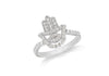 Sterling Silver Rhodium Plated Zirconia  Hamsa Hand Ring