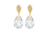 Sterling Silver Yellow Gold Plated Zirconia  Set Faet Teardrop Earrings