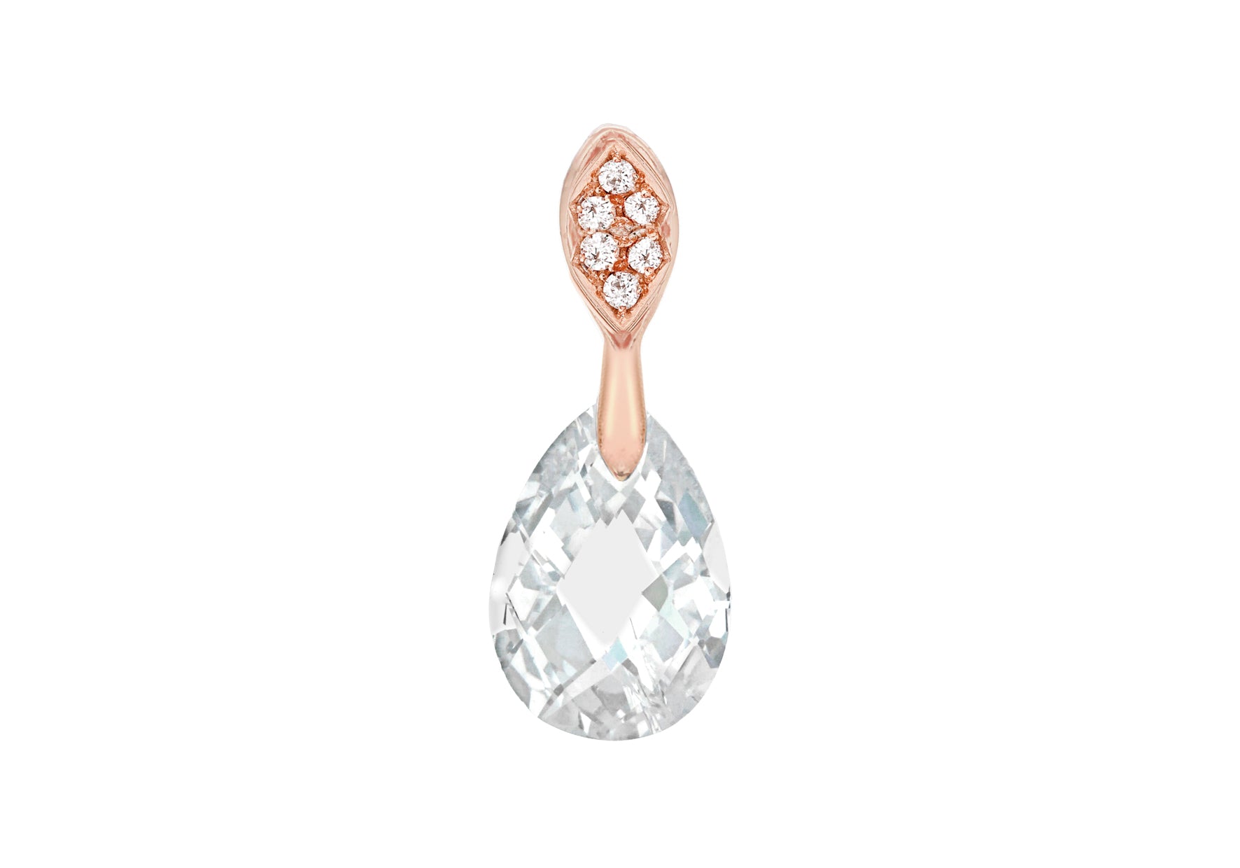 Sterling Silver Rose Gold Plated Zirconia  Faet Teardrop Pendant