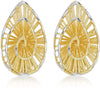 9ct 2-Tone Gold Lace Swirl Teardrop Stud Earrings