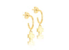 9ct Yellow Gold Clover Drop Half Hoop Earrings