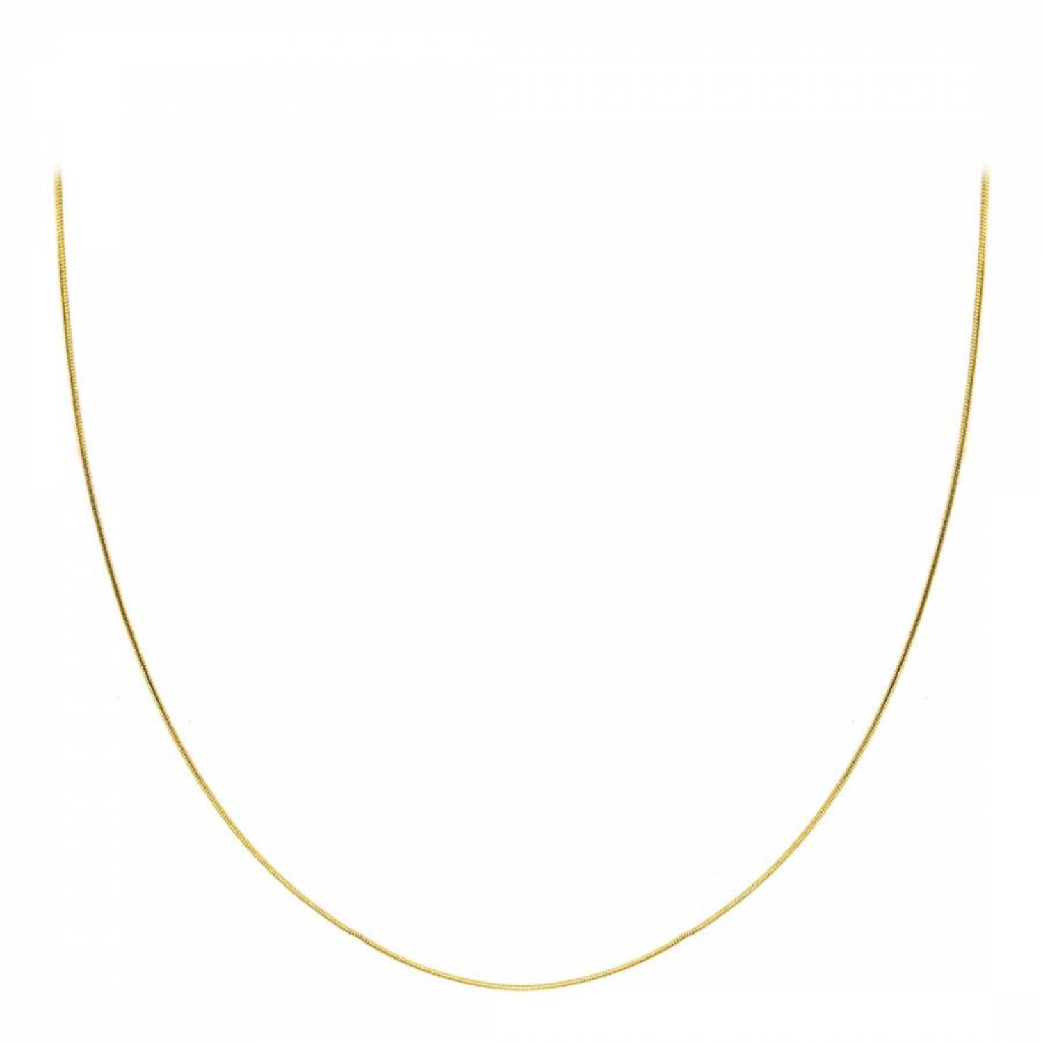 Explore a mini ultra-slim round snake chain in polished 9ct yellow gold. A delicate, fluid necklace with understated shine for wearing alone or layering.