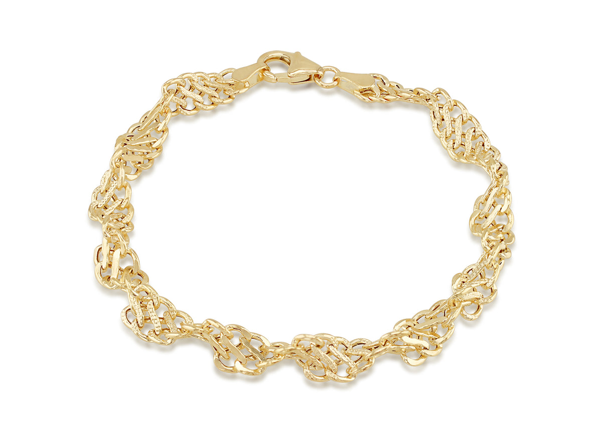 9ct Yellow Gold Twist Fancy Chain Links Bracelet