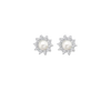 Sterling Silver Freshwater Pearl & White Zirconia Cluster Stud Earrings