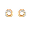 9ct 3-Colour Gold Diamond Cut Linked Rings Stud Earrings