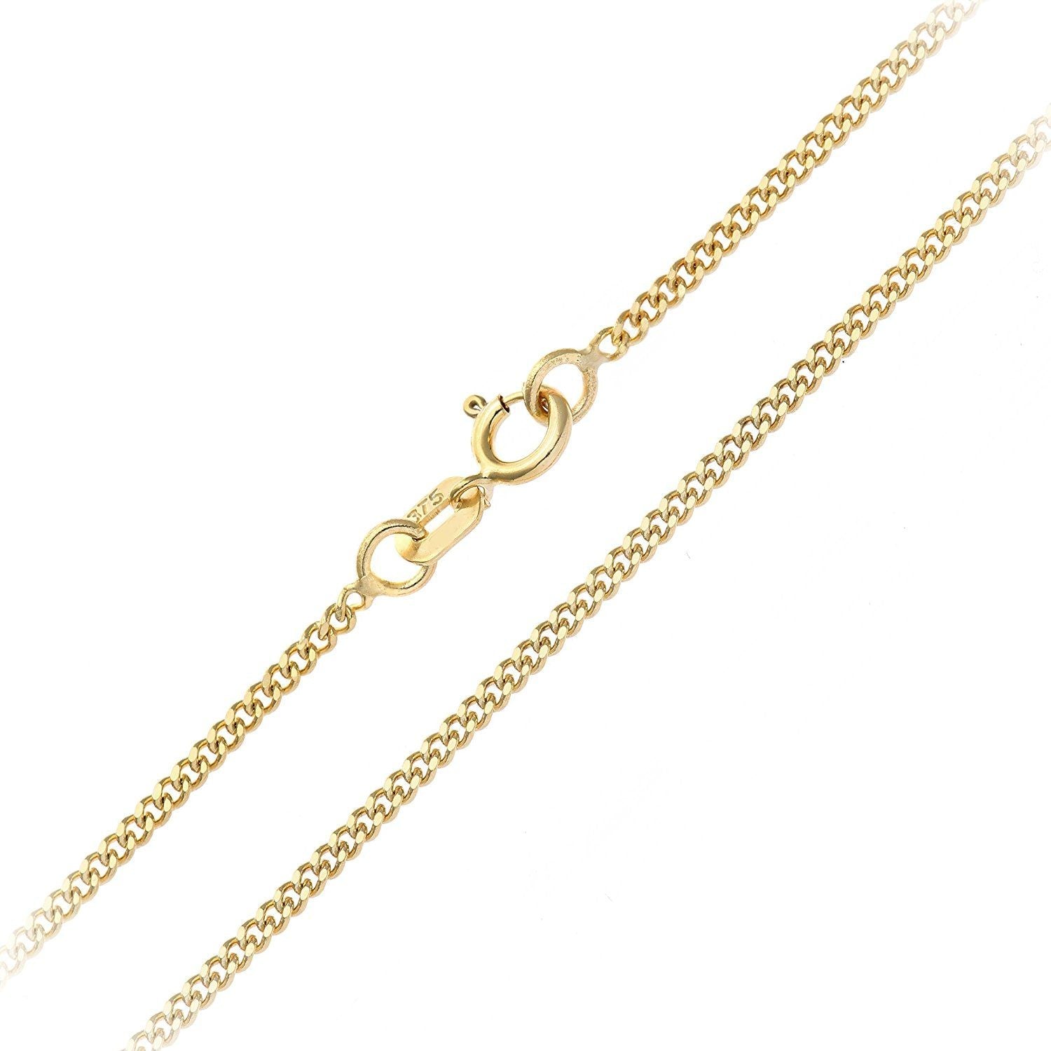18ct Yellow Gold Diamond Cut Slim Curb Chain