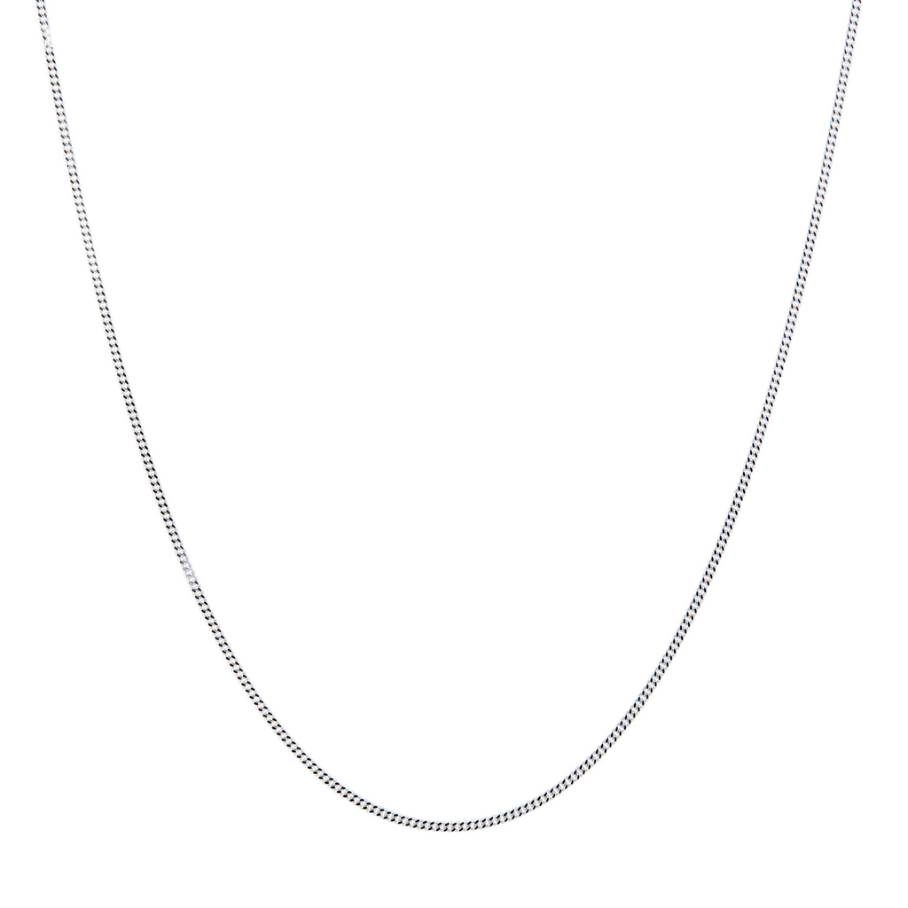 9ct White Gold 30 Diamond Cut Slim Adjustable Curb Chain