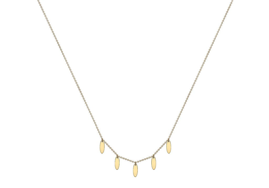 9ct Yellow Gold 5-Oval Drop Adjustable Necklace