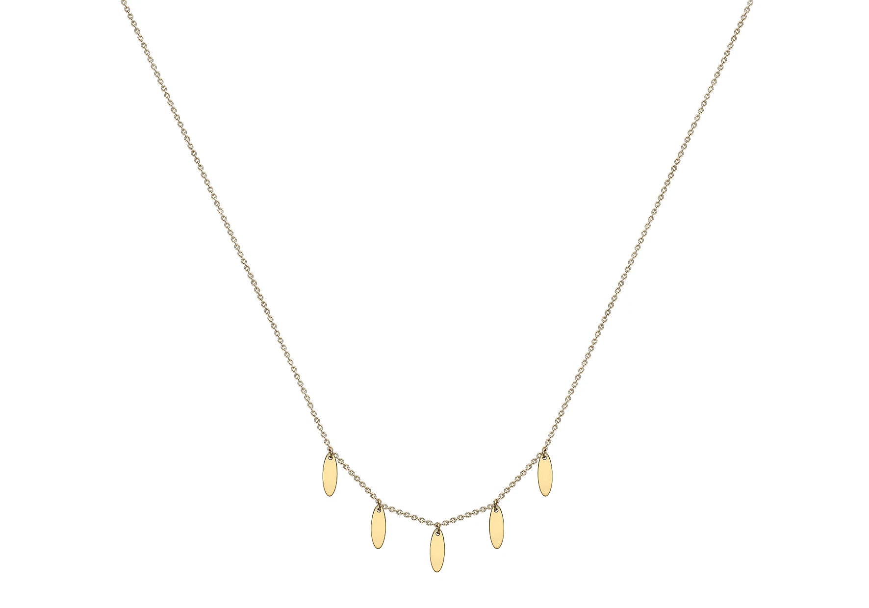 9ct Yellow Gold 5-Oval Drop Adjustable Necklace
