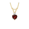 9ct Yellow Gold 0.02ct Diamond and Garnet Heart Pendant