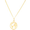 9ct Yellow Gold World Map Disc Pendant