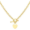 9ct Yellow Gold Heart Tag T-Bar Oval Belcher Chain Necklace