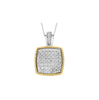 9ct 2-Colour Gold 0.12ct Pave Set Diamond Square Pendant
