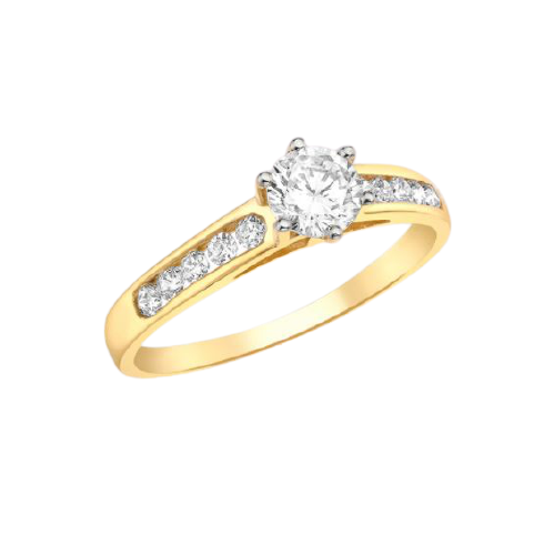 9ct Yellow Gold Round Zirconia Solitaire Ring