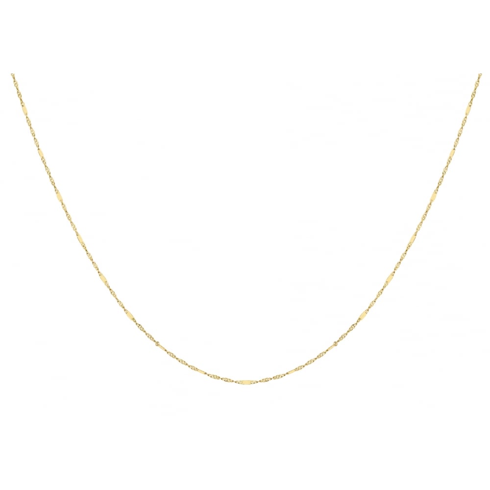 9ct Yellow Gold Diamond Cut Twist and Bar Curb Chain