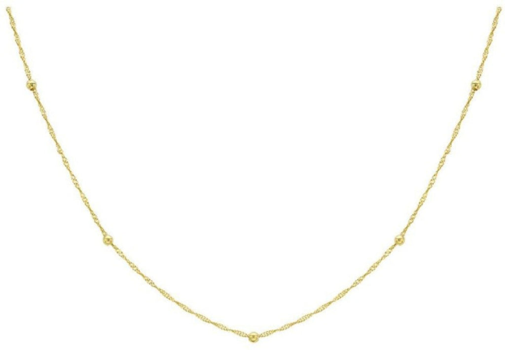 9ct Yellow Gold Diamond Cut Ball & Twist Curb Chain