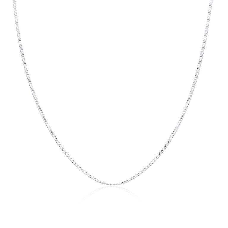 9ct White Gold 16 Diamond Cut Twist Slim Curb Chain